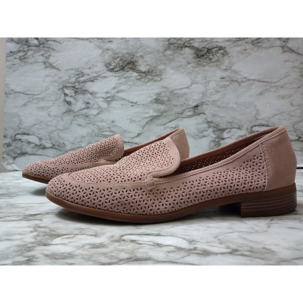 Clarks Trish Cove Mauve Suede Loafers Slip Ons Size 12W